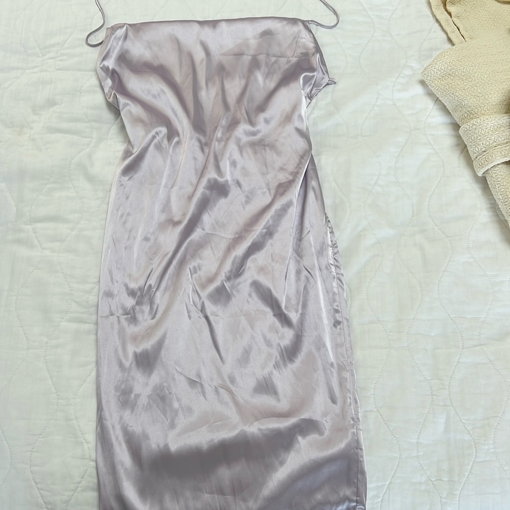 Lilac lavender silk bodycon midi dress never worn w tags